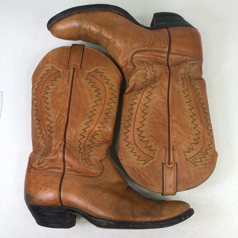 Justin Western Cowboy Honey Leather Boots